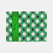 グリーンパーソナライズされたバレーボール黒星の名前 フリースブランケット (正面(横))