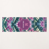 グリーンパーソナライズされたパープルホワイトバリろうけつ染め絞り染め ヨガマット (正面(横))