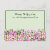 グリーンパーソナライズされたピンクフローラハッピーマザーズデイ ポストカード (裏面)