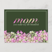 グリーンパーソナライズされたピンクフローラハッピーマザーズデイ ポストカード (正面)