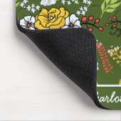 グリーンパーソナライズされたフローラのシームレスなパターンを命名 マウスパッド (コーナー)