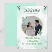 グリーンパーソナライズされたフローラユーカリ結婚プス 招待状 (正面/裏面)