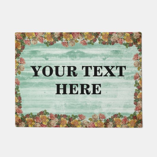 グリーンパーソナライズされたフローラ竹材 ドアマット (正面)