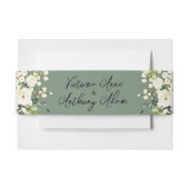 グリーンパーソナライズされたフローラ結婚式招待状 招待状ベリーバンド (正面例)
