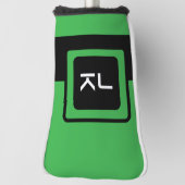 グリーンパーソナライズされたブラックゴルフヘッドパターカバー ゴルフヘッドカバー (回転90)