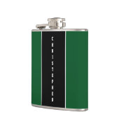 グリーンパーソナライズされたブラックストライプフラスコ フラスク (左)