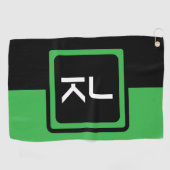 グリーンパーソナライズされたブラックモノグラムゴルフタオル ゴルフタオル (横)