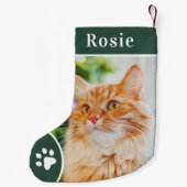 グリーンパーソナライズされたペットフォトモノグラム名 スモールクリスマスストッキング (裏面)