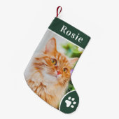 グリーンパーソナライズされたペットフォトモノグラム名 スモールクリスマスストッキング (正面 (吊り時))