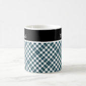 グリーンパーソナライズされたホワイトギンガム名前をカスタムする コーヒーマグカップ (中央)