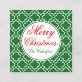 グリーンパーソナライズされたメリークリスマスプレゼントラベルカード エンクロージャーカード (正面)