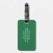 グリーンパーソナライズされたモノグラムイニシャルラゲージタグ ラゲッジタグ (裏面縦)
