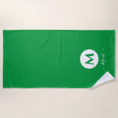 グリーンパーソナライズされたモノグラムビーチタオル ビーチタオル (正面)