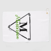 グリーンパーソナライズされたモノグラム/ネームユニークゴルフクラブ ゴルフタオル (横)