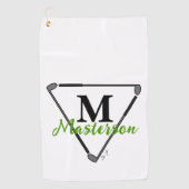 グリーンパーソナライズされたモノグラム/ネームユニークゴルフクラブ ゴルフタオル (正面)