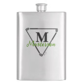 グリーンパーソナライズされたモノグラム/ネームユニークゴルフクラブ フラスク (正面)