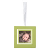 グリーンパーソナライズされたレッド2写真テンプレート キューブオーナメント (右)