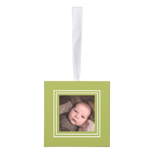 グリーンパーソナライズされたレッド2写真テンプレート キューブオーナメント (右)