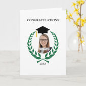 グリーンパーソナライズされたローレル卒業 カード (黄色い花)