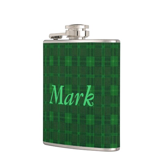グリーンパーソナライズされた格子模様フラスコ フラスク (左)