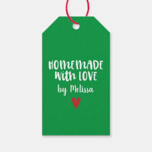グリーンパーソナライズされた自家製ラブハート ギフトタグ