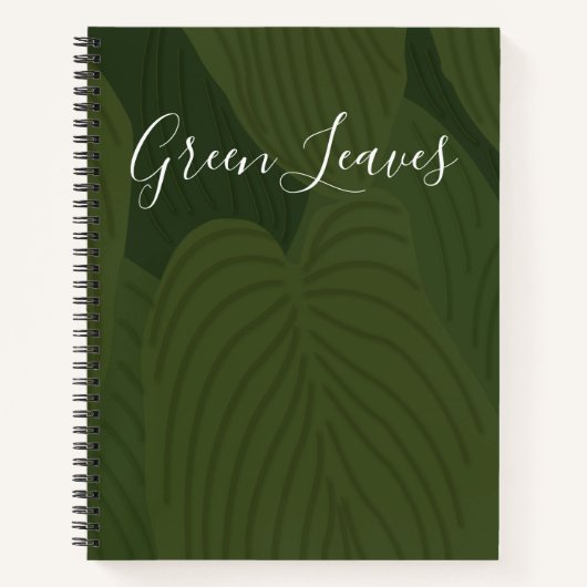 グリーンパーソナライズされた葉ボタニカル自然 ノートブック (正面)