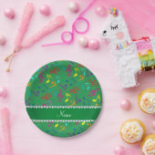 グリーンパーソナライズされた虹の音符 ペーパープレート (パーティー)