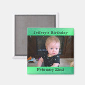 グリーンパーソナライズされた誕生日リマインダー磁石 マグネット (正面/裏面)