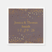 グリーンパーソナライズされた金ゴールドグリッターフェイク箔 スタンダードカクテルナプキン (正面)