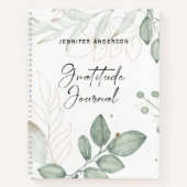 グリーンパーソナライズされた金ゴールドリーフ感謝ジャーナル ノートブック (正面)