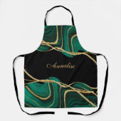 グリーンパーソナライズされた金ゴールド瑪瑙エプロン エプロン (正面)