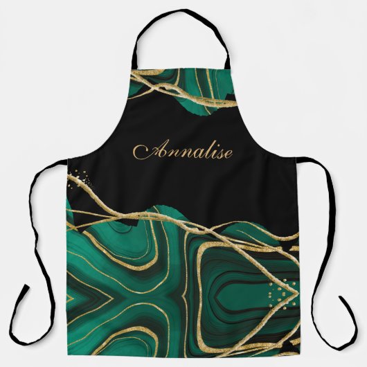 グリーンパーソナライズされた金ゴールド瑪瑙エプロン エプロン (正面)