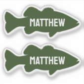 グリーンパーソナライズされた魚釣りベース魚名シール シール (正面)