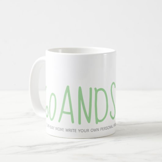 グリーンパーソナライズされた60サッシー60th誕生日ギフト コーヒーマグカップ (正面左)