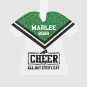 グリーンパーソナライズされた&ブラック応援ママオーナメント オーナメント (正面)