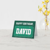 グリーンパーソナライズされた&ホワイトライセンスプレート誕生日 カード (黄色い花)