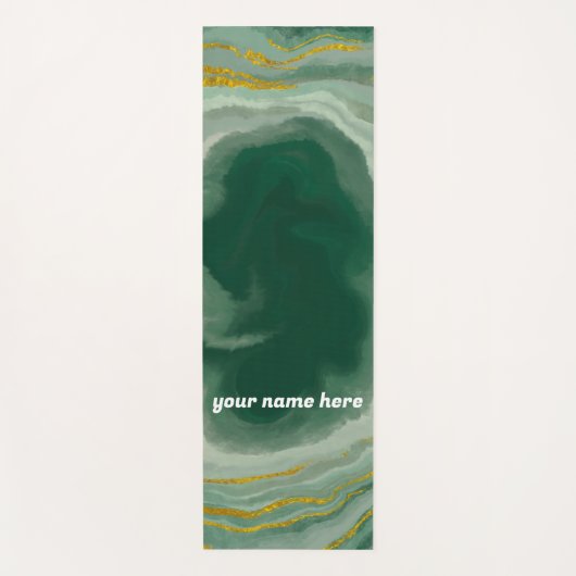 グリーンパーソナライズされた&金ゴールドアガテスワールヨガマット ヨガマット (正面)