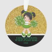 グリーンパーソナライズされた&金ゴールドチアリーティングオーナメント オーナメント (正面)