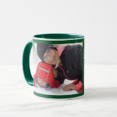 グリーンパーソナライズ写真テンプレートギフトコーヒーマグ マグカップ (正面左)