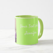 グリーンパーソナライズ写真テンプレートギフトコーヒーマグ マグカップ (正面右)