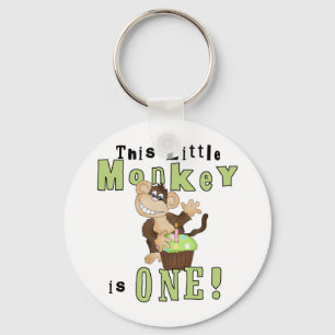 グリーンパーティーモンキー1st誕生日Tシャツとギフト キーホルダー