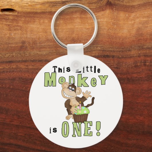 グリーンパーティーモンキー1st誕生日Tシャツとギフト キーホルダー (正面)