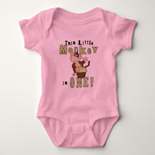 グリーンパーティーモンキー1st誕生日Tシャツとギフト ベビーボディスーツ (正面)