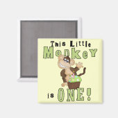 グリーンパーティーモンキー1st誕生日Tシャツとギフト マグネット (正面/裏面)