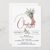 グリーンパーティー付きニットストッキング 招待状 (正面/裏面)