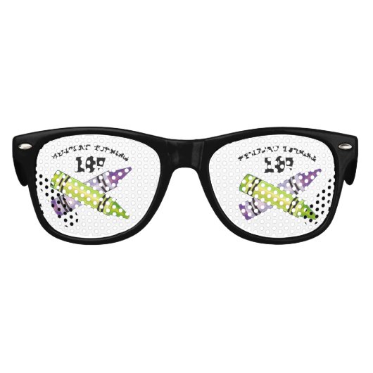 グリーンパープルアーティストクレヨン子供の誕生日パーティー キッズサングラス (正面)