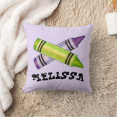 グリーンパープルアーティストクレヨン子供の誕生日パーティー クッション (ブランケット)