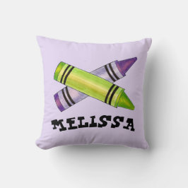 グリーンパープルアーティストクレヨン子供の誕生日パーティー クッション