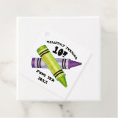 グリーンパープルアーティストクレヨン子供の誕生日パーティー フェイバータグ (インサイチュ)