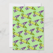 グリーンパープルアーティストクレヨン子供の誕生日パーティー 招待状 (裏面)